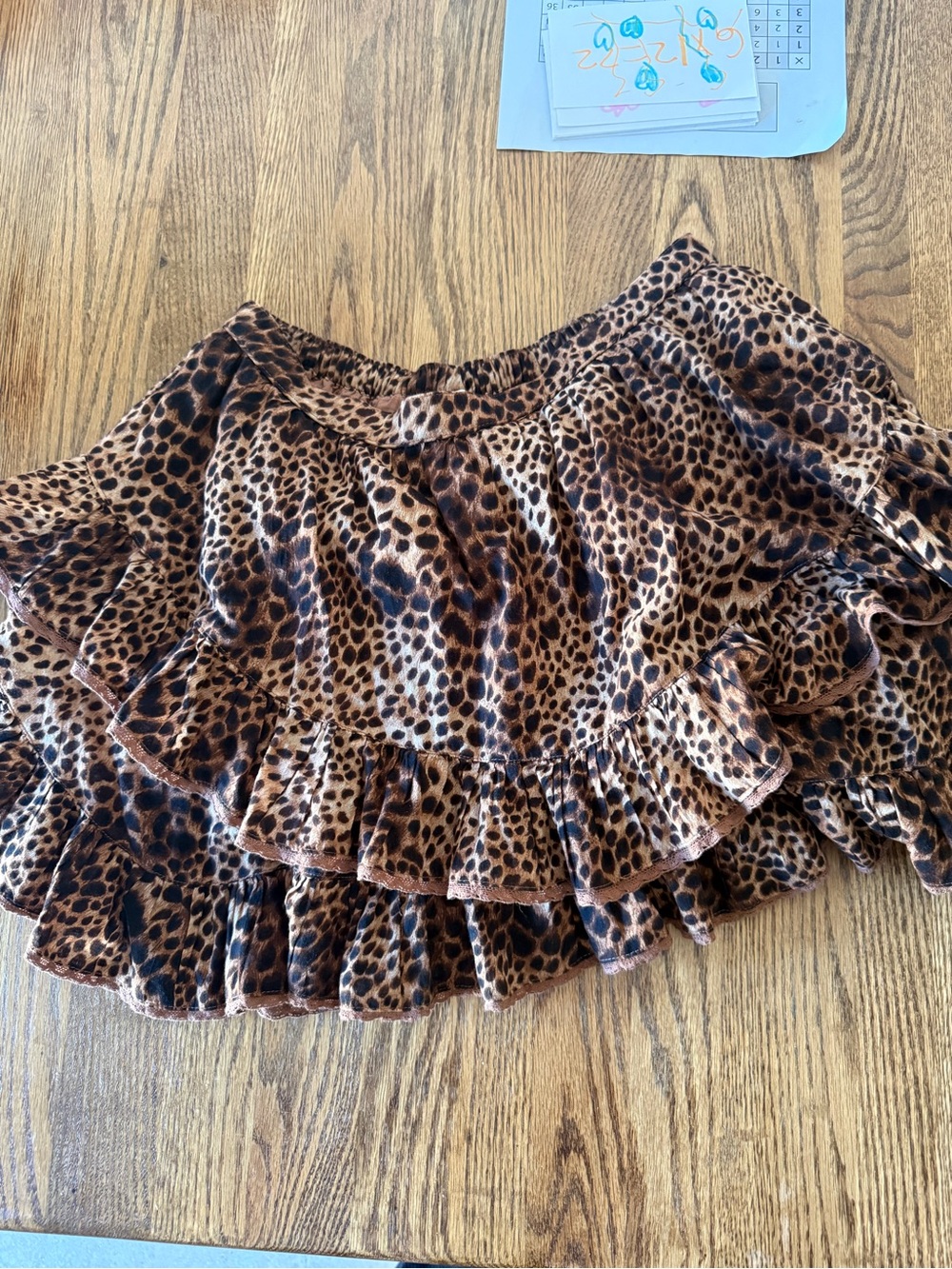 aerie Leopard Print Ruffle Skirt in Brown and Black